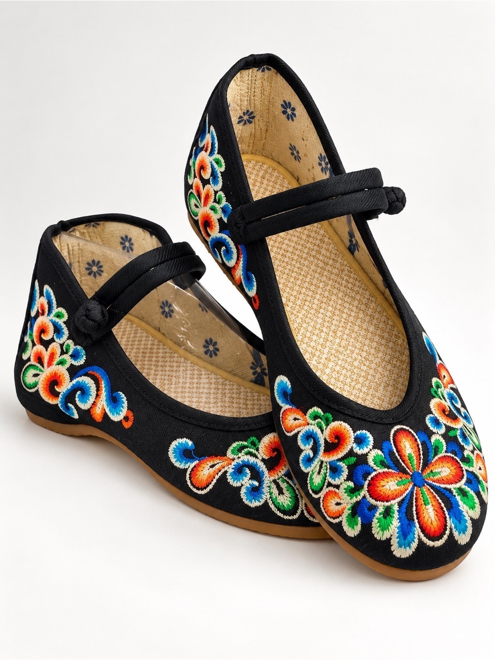 Chinese Style Women Embroidery Mary Jane Sandals Comfy Casual Walking Shoes sz 7